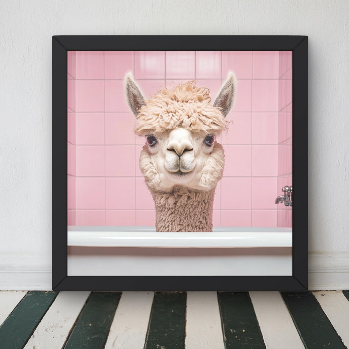Cute Alpaca Bathroom Art Print, Fun Animal Decor