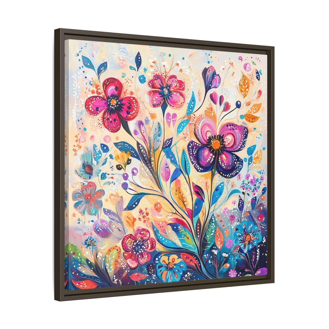Mid Century Boho Floral Art Print, Abstract Painting - Image 3