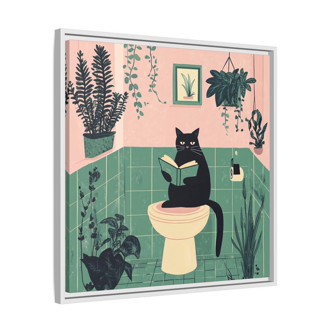 Whimsical Cat Bathroom Art, Funny Cat Lovers Gift - Image 3