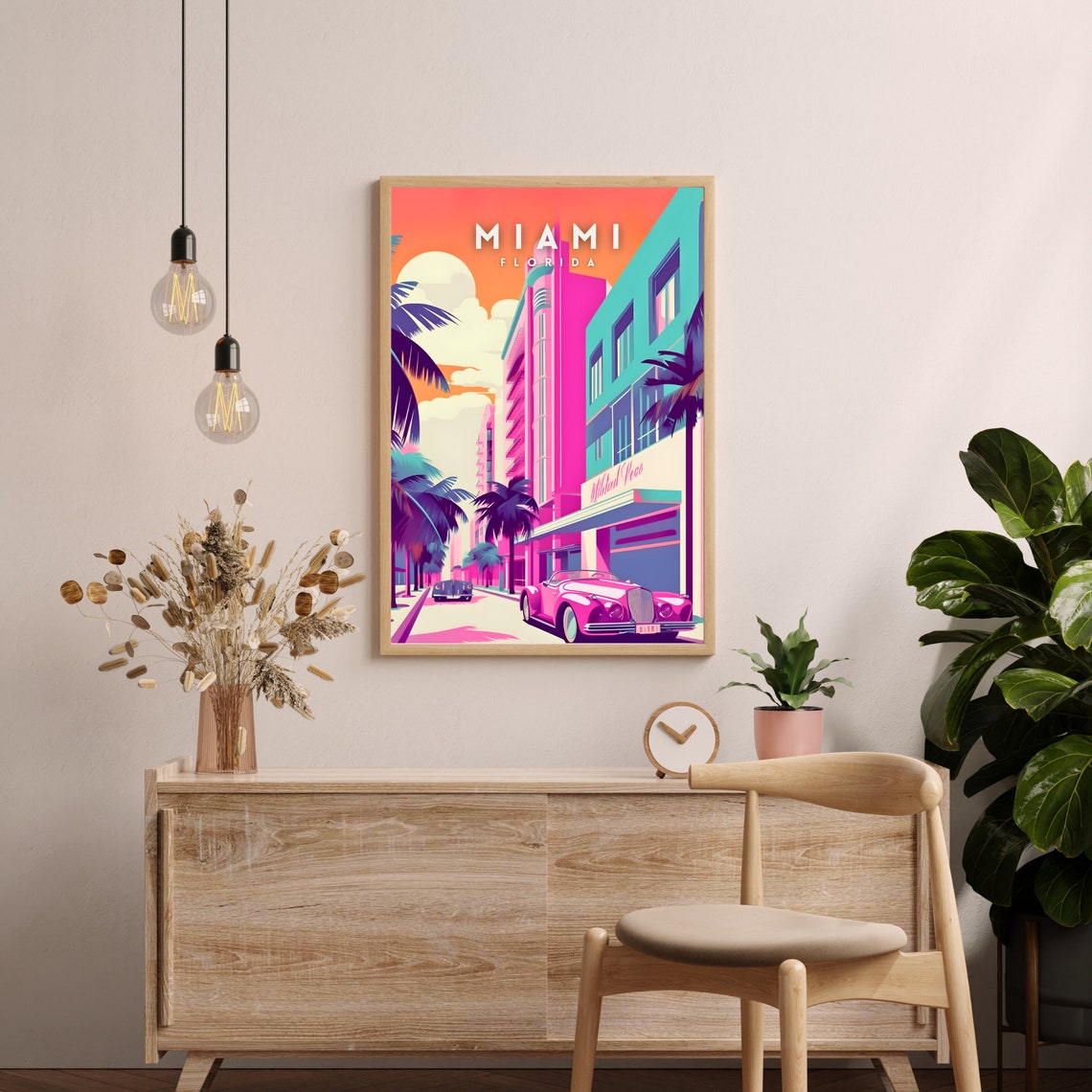 Miami Florida Art Deco District Vintage Street Travel Poster - Image 2