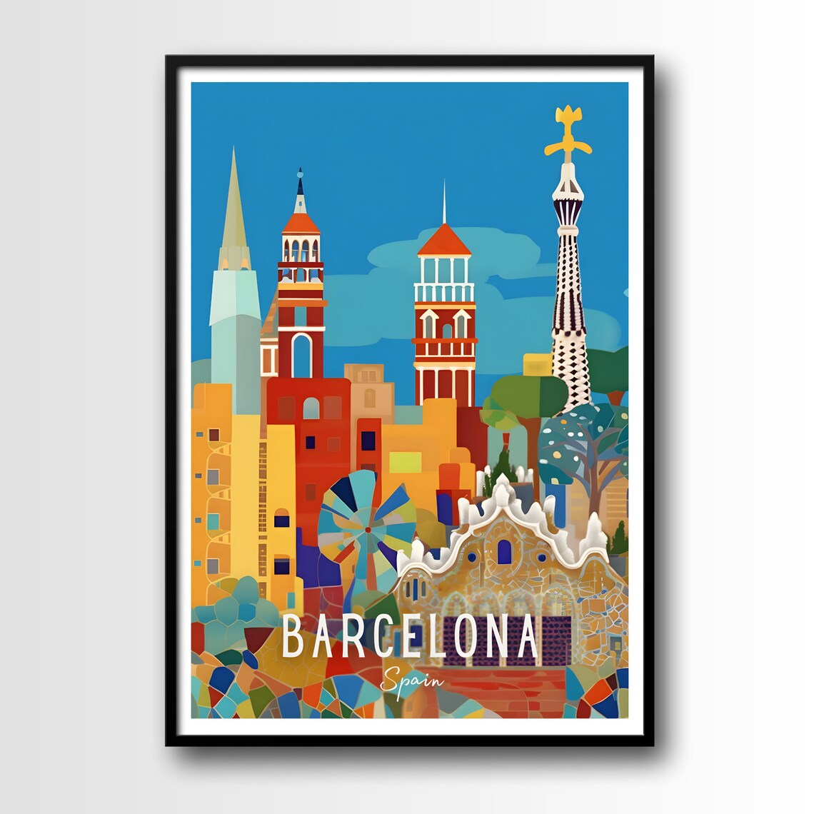 Barcelona Travel Poster Barcelona Wall Art Print Barcelona Travel Art Poster Barcelona Print Spain Wall Art Barcelona