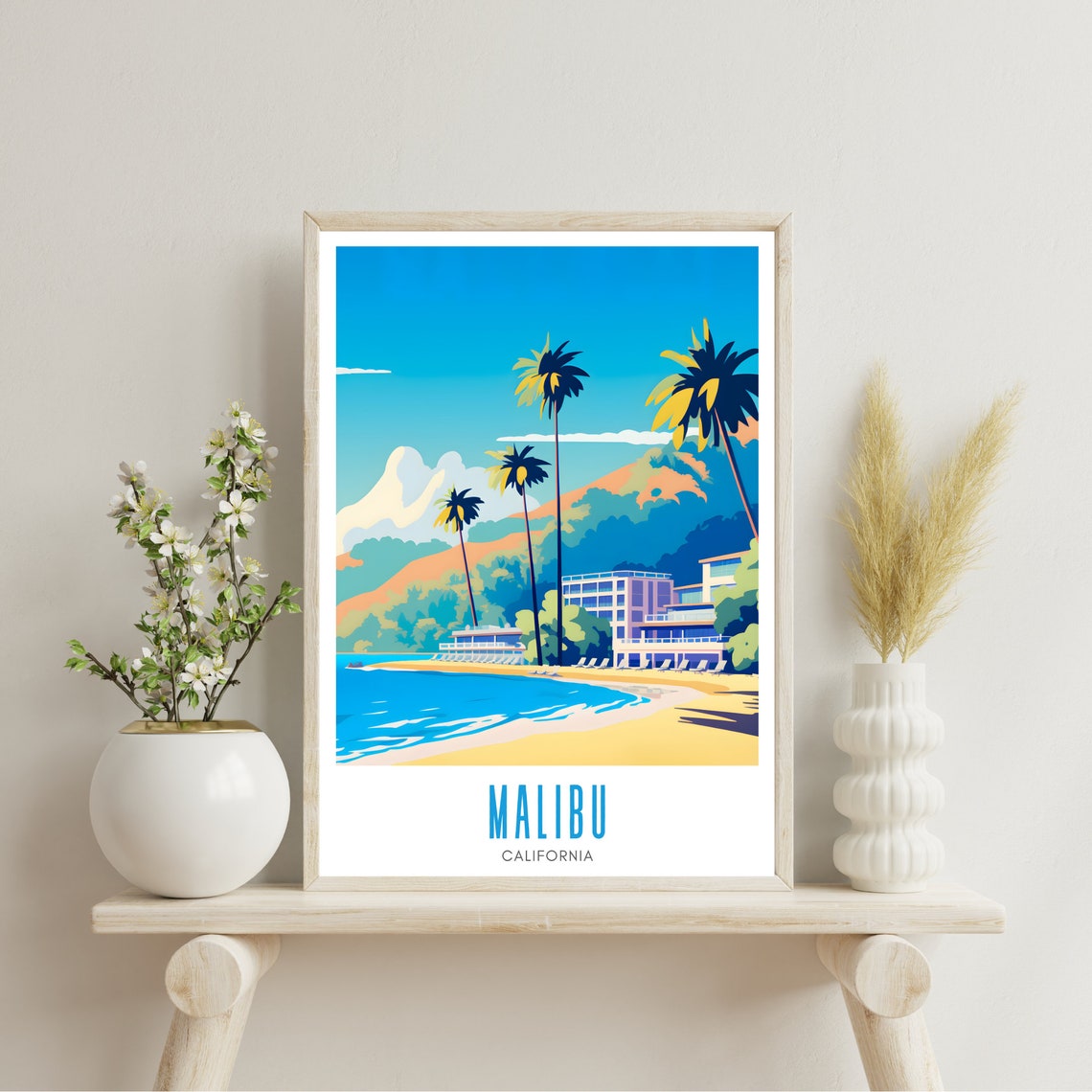 Malibu Travel Poster Malibu Print Malibu Wall Art Malibu Wall Art California Poster Malibu Gift California - Image 2
