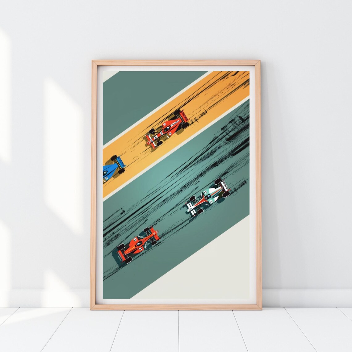 Formula One Race Cars Overhead Aerial Battle Motorsport Poster Art - Image 2