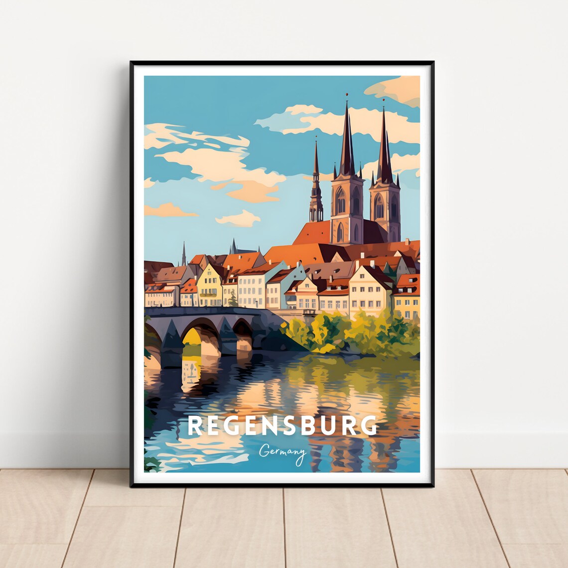 Regensburg Vintage Travel Poster, Germany Wall Art