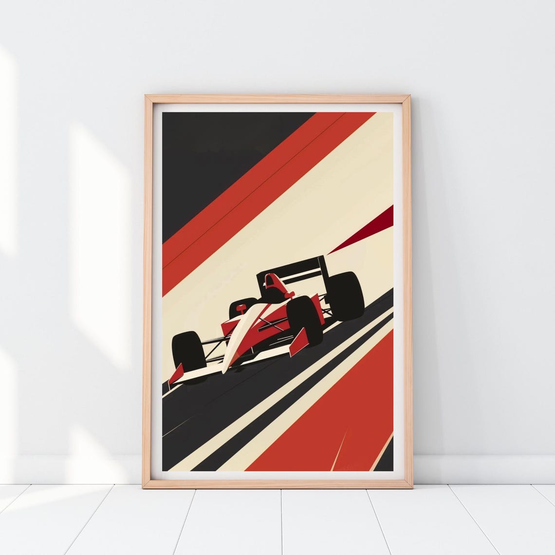 Bold Vintage Formula 1 Race Car Diagonal Speed Racing Art Poster - Image 2