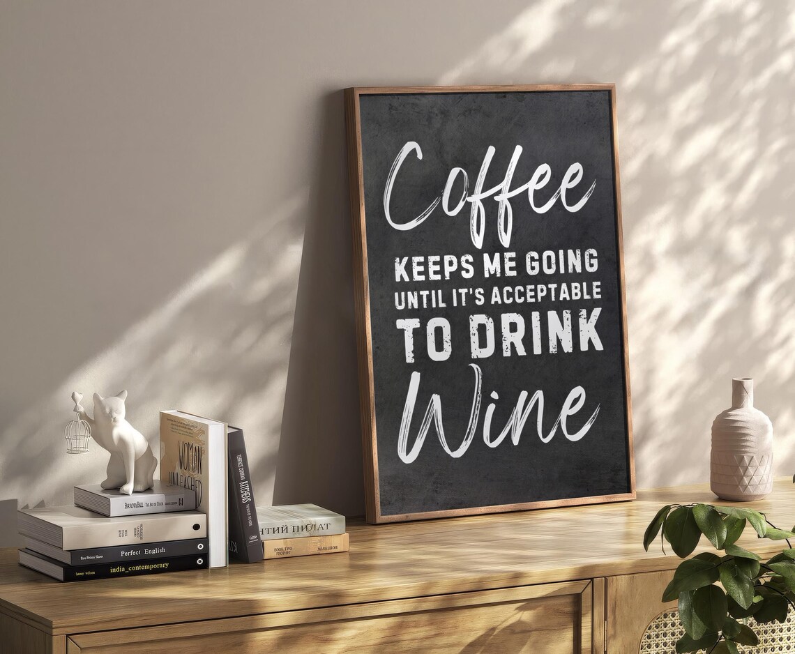 Coffee Until Wine Vintage Bar Cart Poster - Image 2
