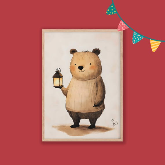 Bear Nursery Decor Baby Room Wall Art Nursery Decor Prints Animal Boho Kids Room Decor Instant Playroom Print