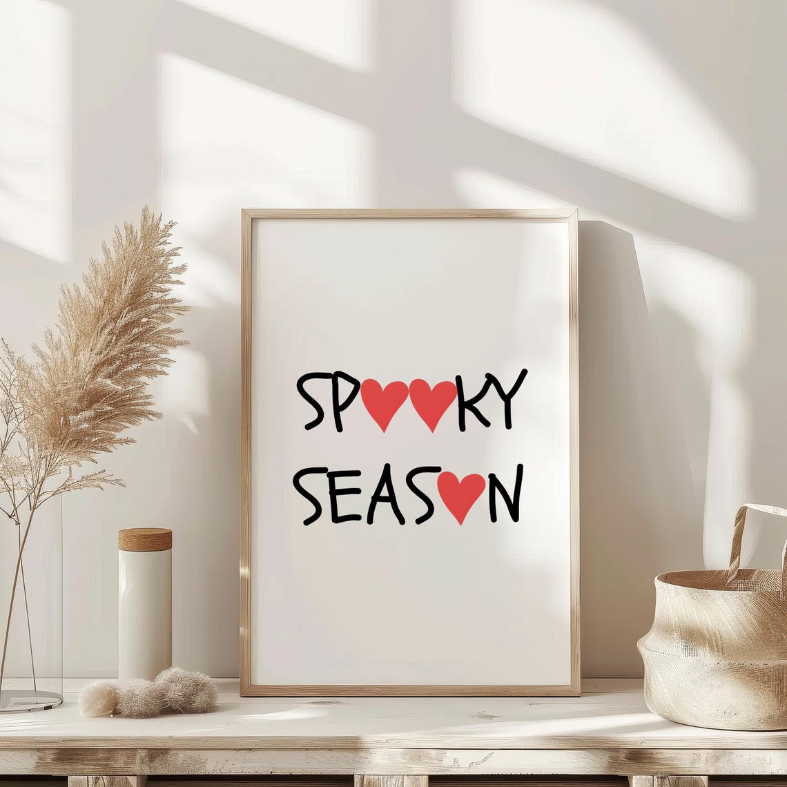 Spooky Season Cute Hearts Playful Handwritten Halloween Pink Poster - Image 2