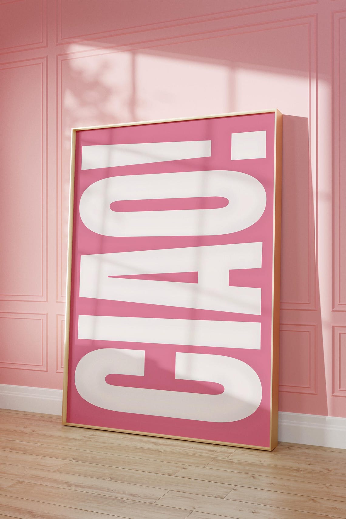 Ciao Pink Bold Typography Italian Kitchen Bar Cart Aesthetic Poster