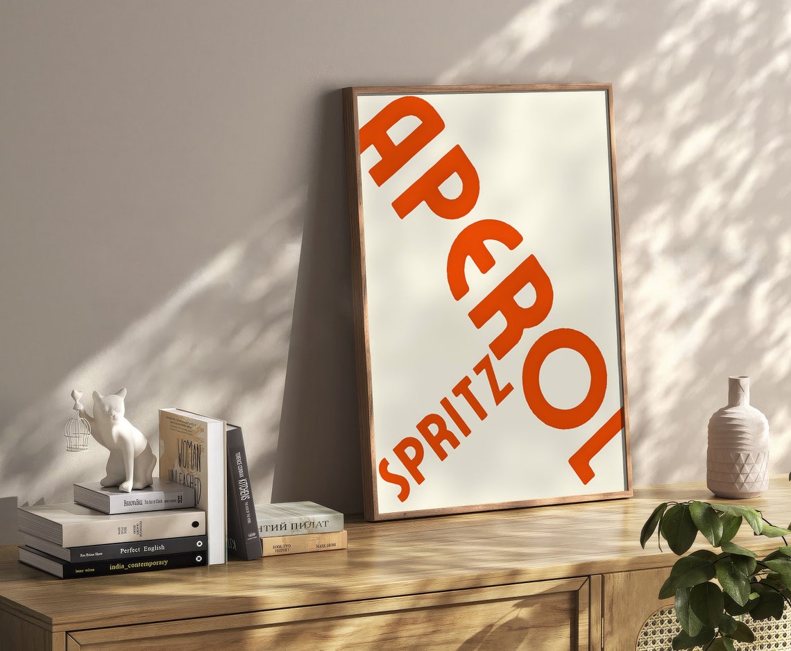 Aperol Spritz Big Diagonal Orange Typography Cream Bar Poster - Image 2