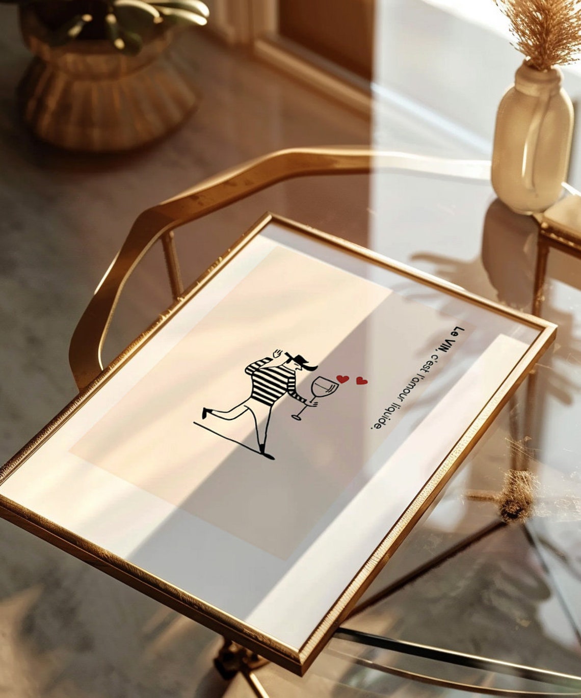 French Wine Quote Le Vin Amour Liquide Parisian Decor Wall Art