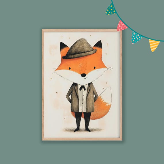 Fox Nursery Decor Baby Room Wall Art Nursery Decor Prints Animal Boho Kids Room Decor Instant Playroom Print