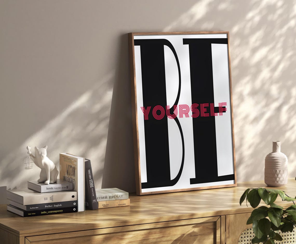 Be Yourself Bold Black Red Typography Motivational Quote Poster - Image 2