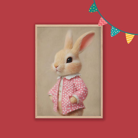 Bunny Nursery Decor Baby Room Wall Art Nursery Decor Prints Animal Boho Kids Room Decor Instant Playroom Print
