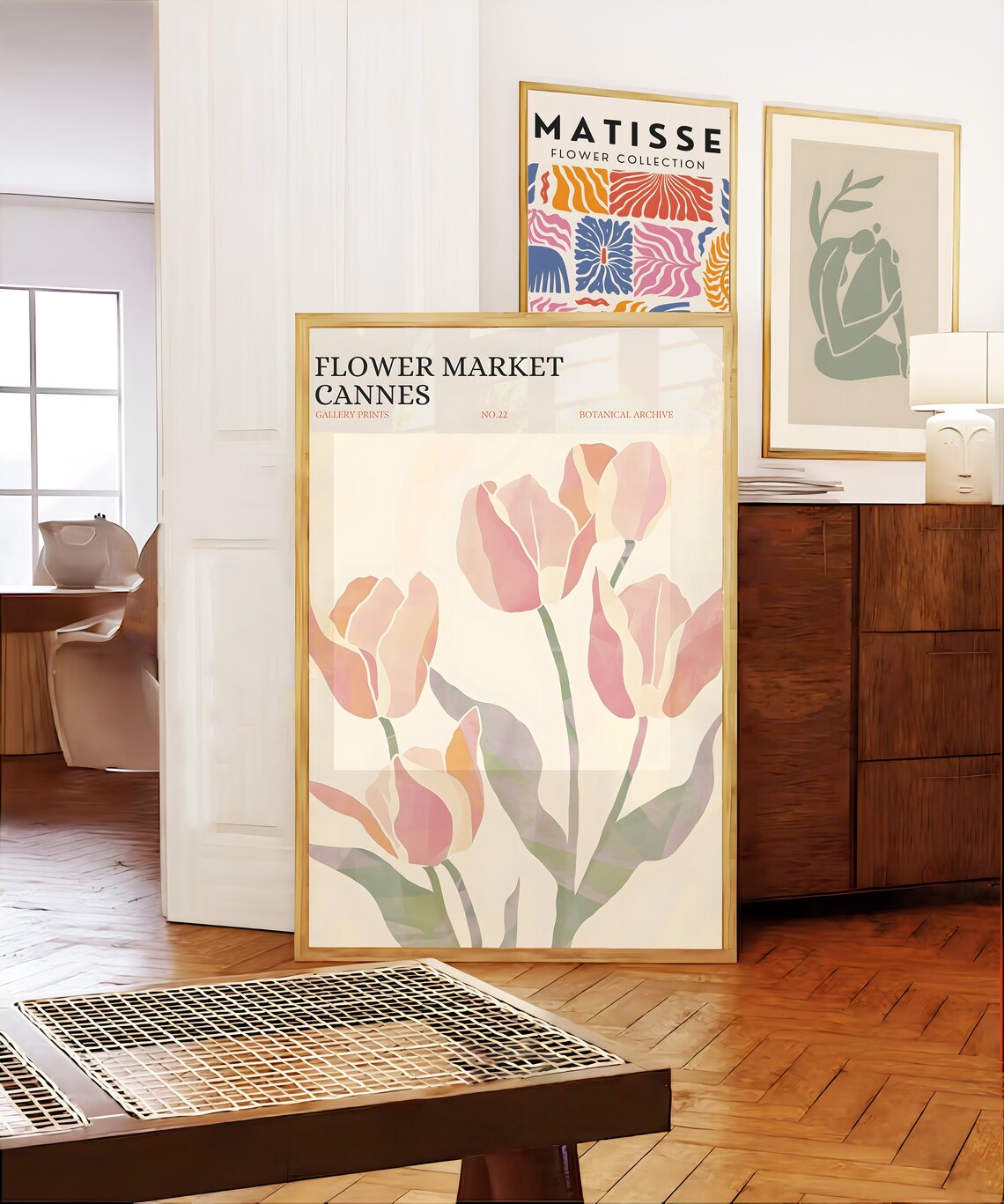 Cannes Flower Market Pastel Tulip Botanical Gallery Wall Art