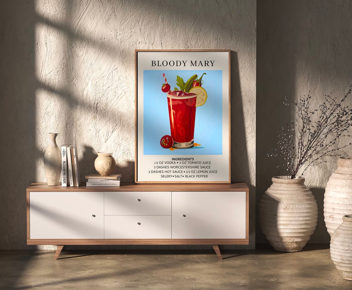 Bloody Mary Cocktail Recipe Art Print Retro Brunch Wall Decor - Image 2