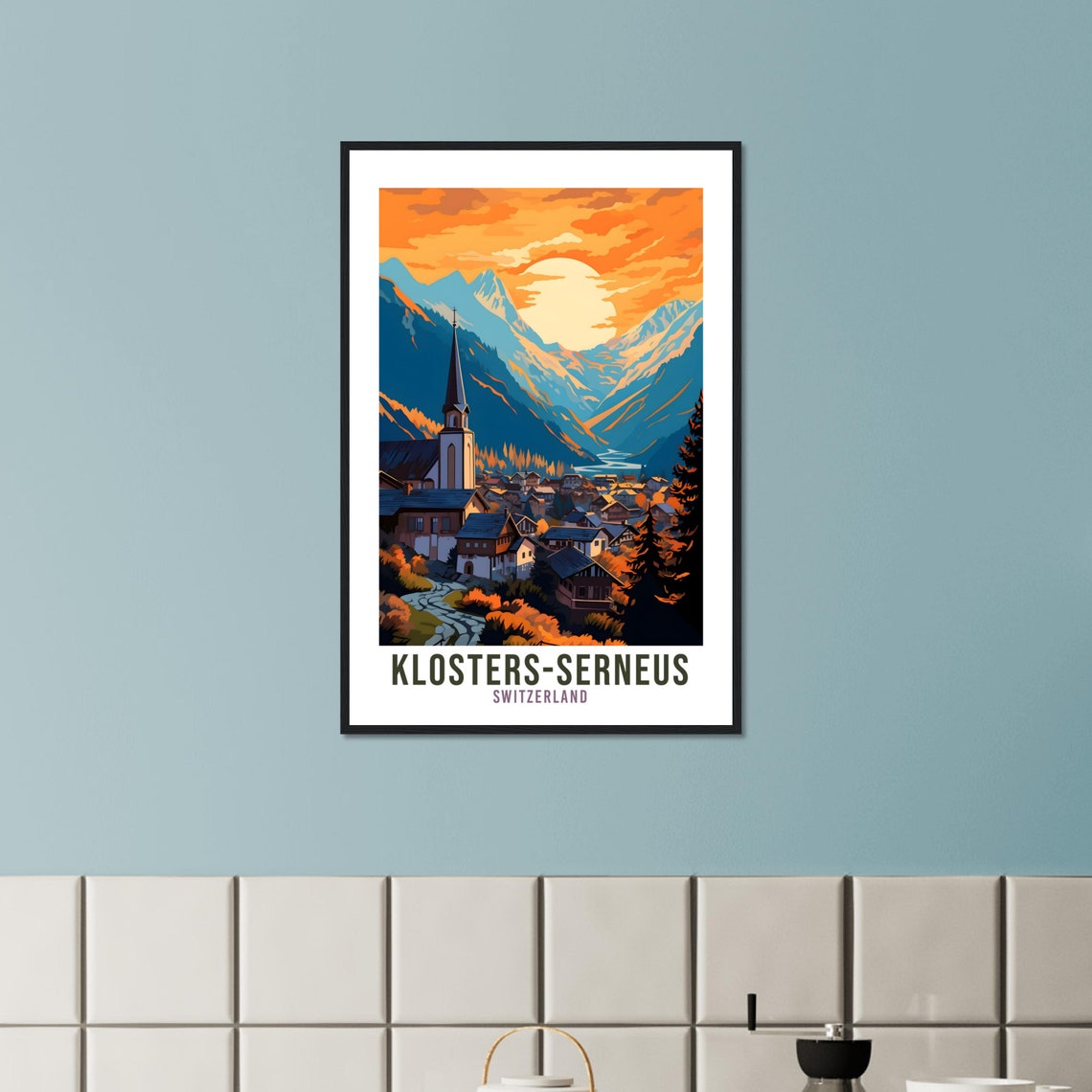 Klosters Serneus Travel Print Wall Art Switzerland Wall Art Klosters Serneus Art Print Travel Poster Swiss Landscape Switzerland Travel Art - Image 3