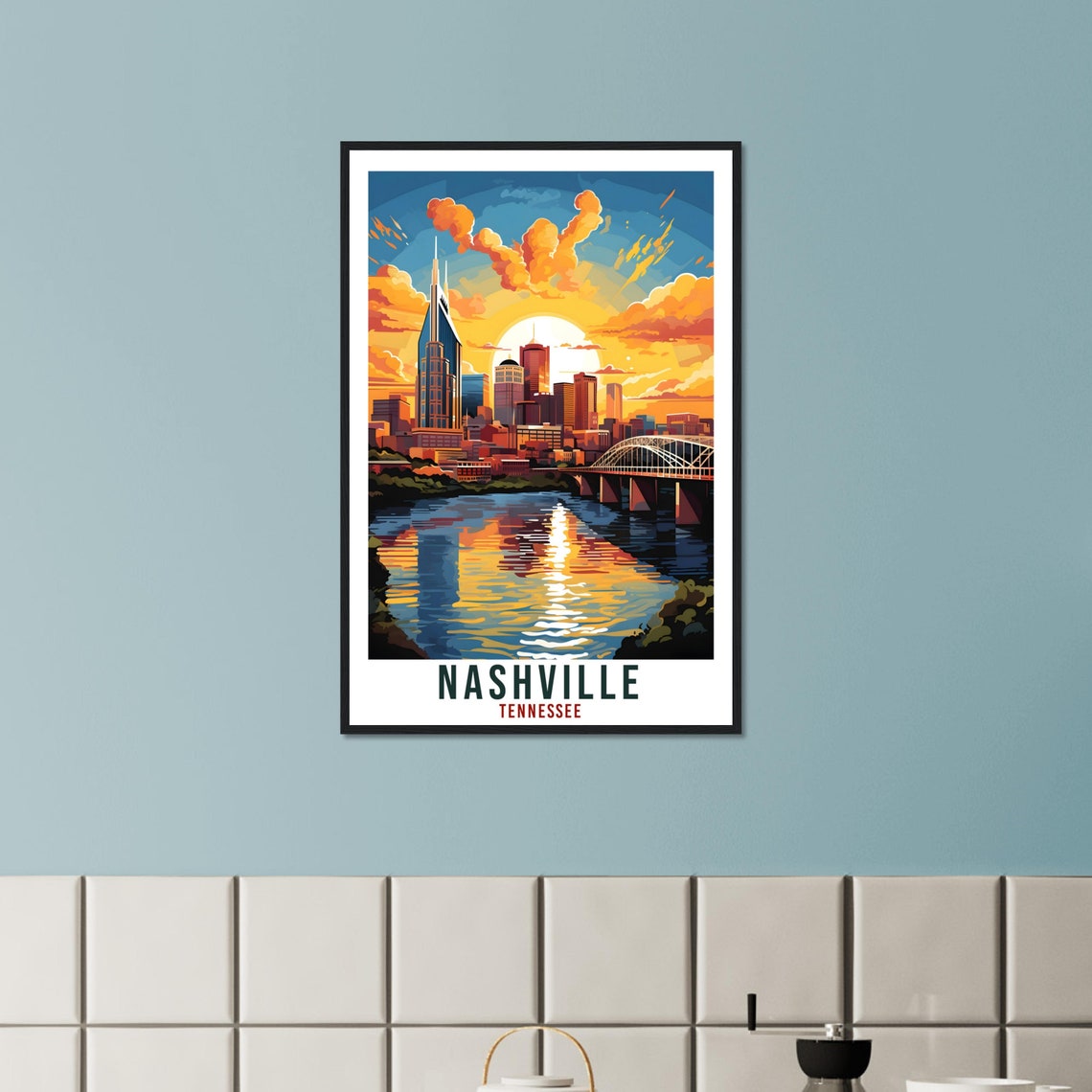Nashville Travel Print Tennessee Home Decoration Usa City Wall Art Gift Wall Hanging Art Lover Tennessee Artwork Nashville Travel Poster - Image 4