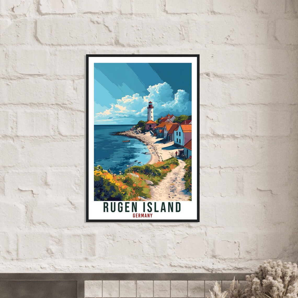 Rugen Island Germany Lighthouse Coastal Village Vintage Travel Poster - Image 3