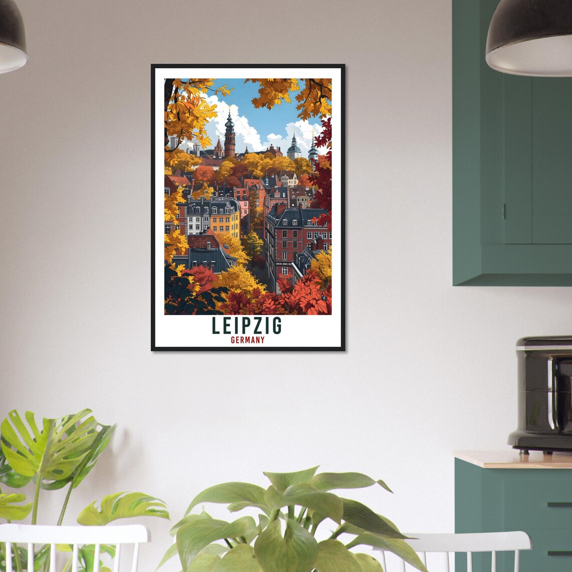 Leipzig Germany Autumn Old Town Skyline Vintage Travel Poster - Image 4