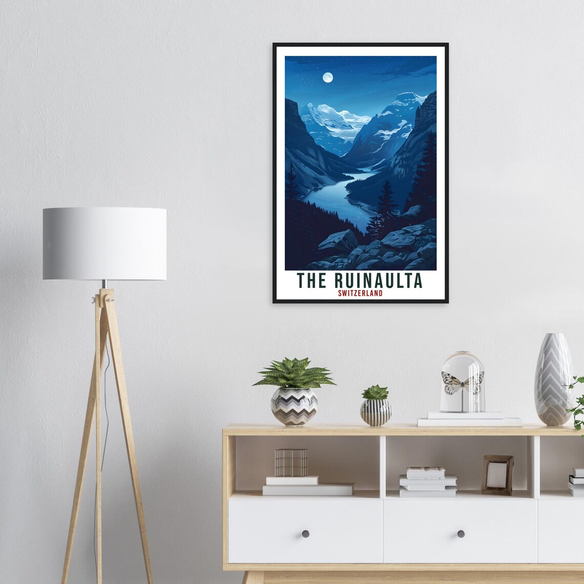 The Ruinaulta Switzerland Night Moonlit Gorge Canyon Travel Poster - Image 2