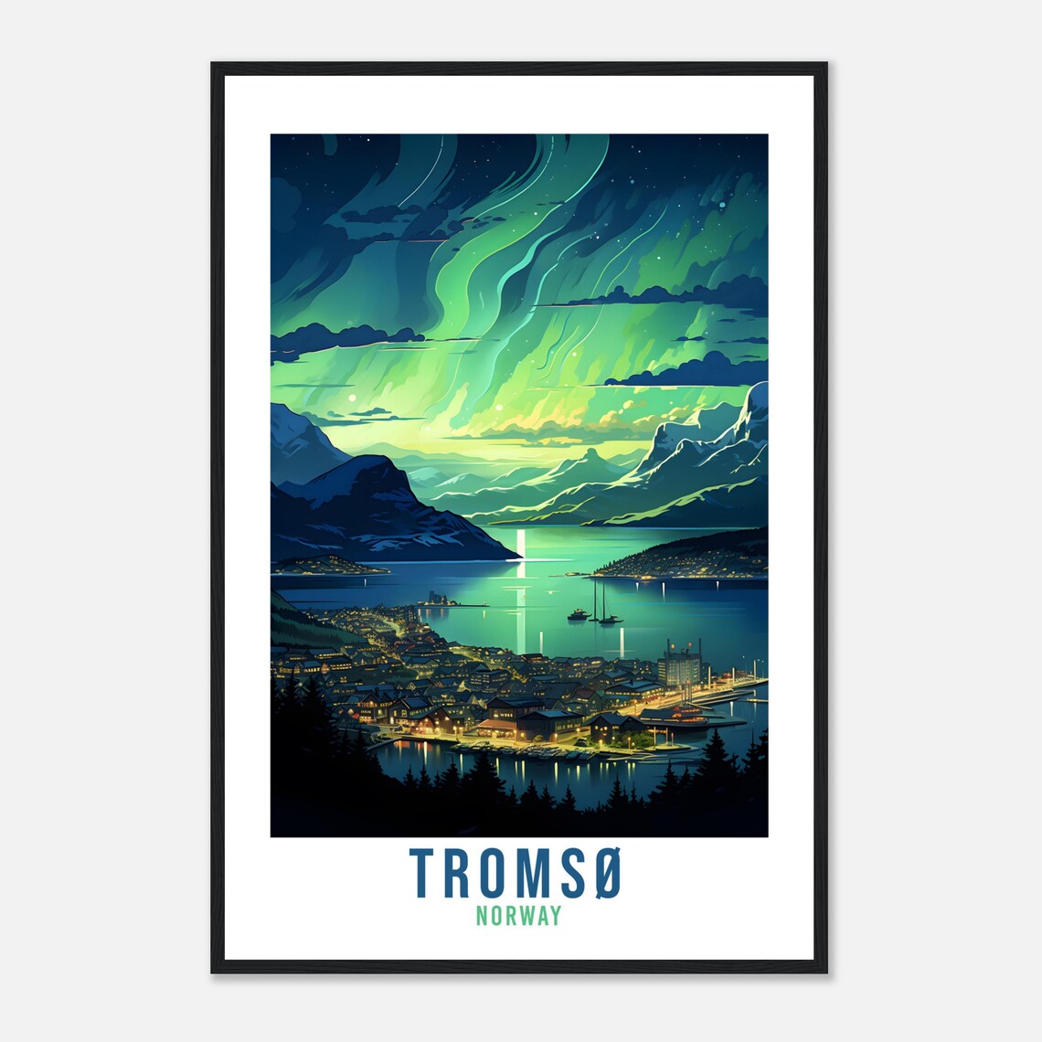 Troms, Norway Northern Lights Travel Poster - Image 4