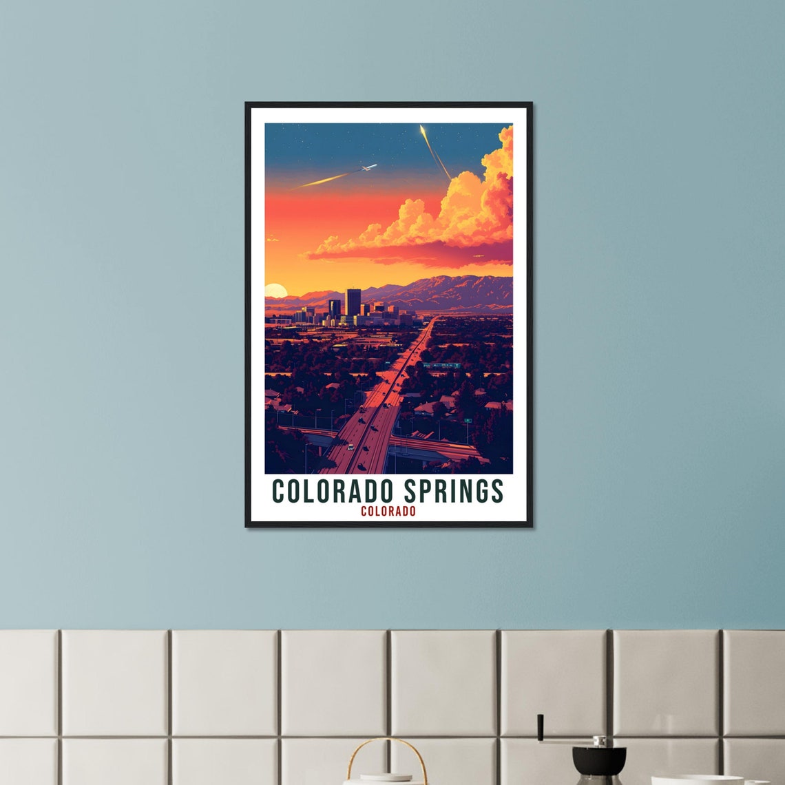 Colorado Springs Colorado Sunset Skyline Mountain Dusk Poster - Image 3