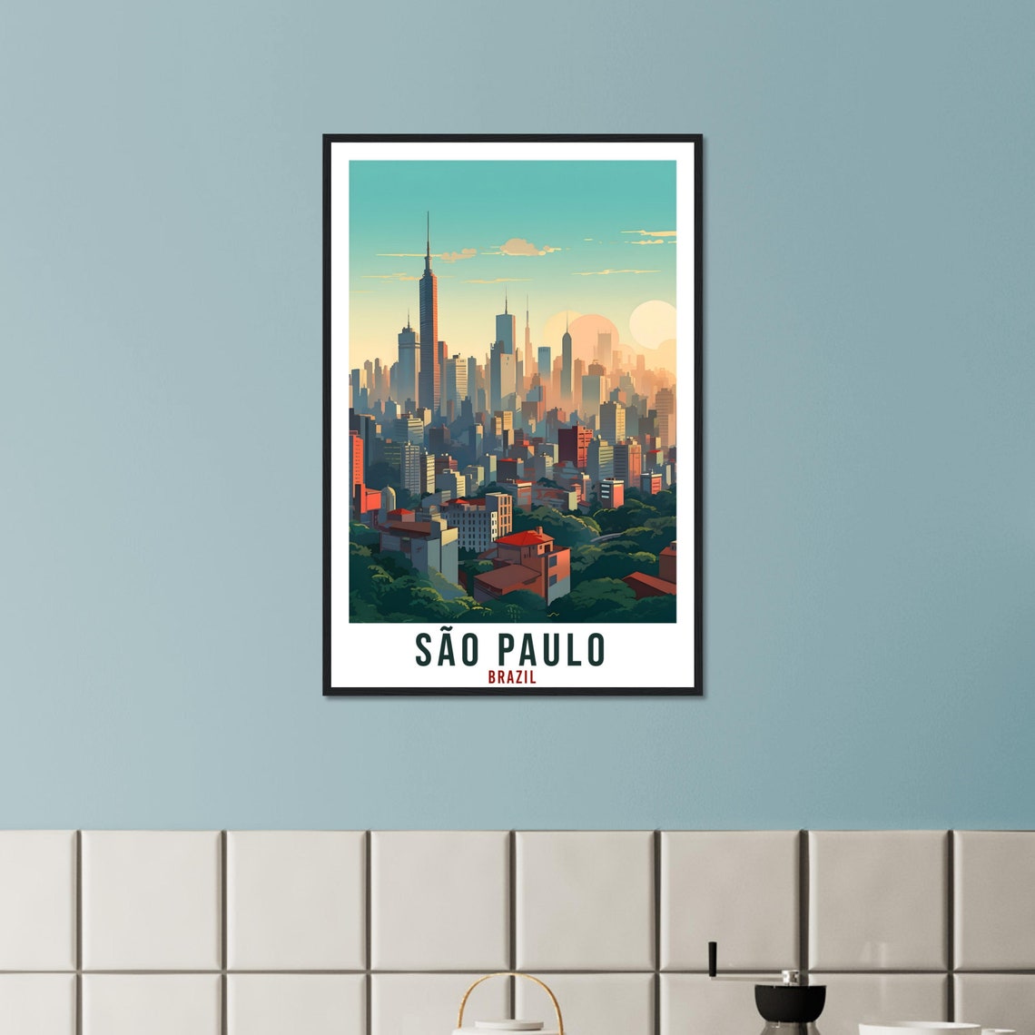 Sao Paulo Brazil Modern City Skyline Dawn Skyscrapers Poster - Image 3