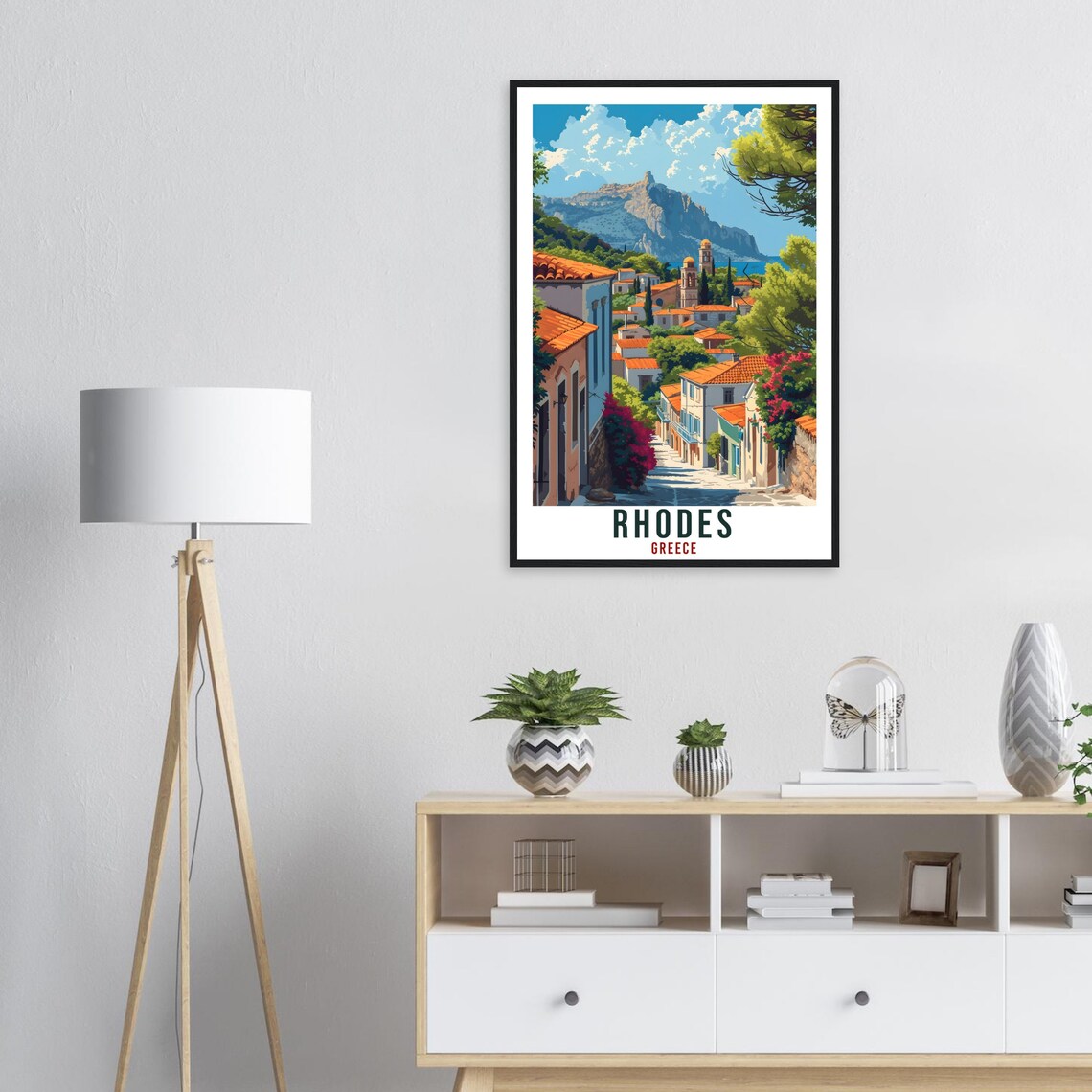 Rhodes Travel Print Greece Home Decoration Rhodes Greek Island Wall Art Gift Wall Hanging Art Lover Greece Artwork Rhodes Travel Poster - Image 4
