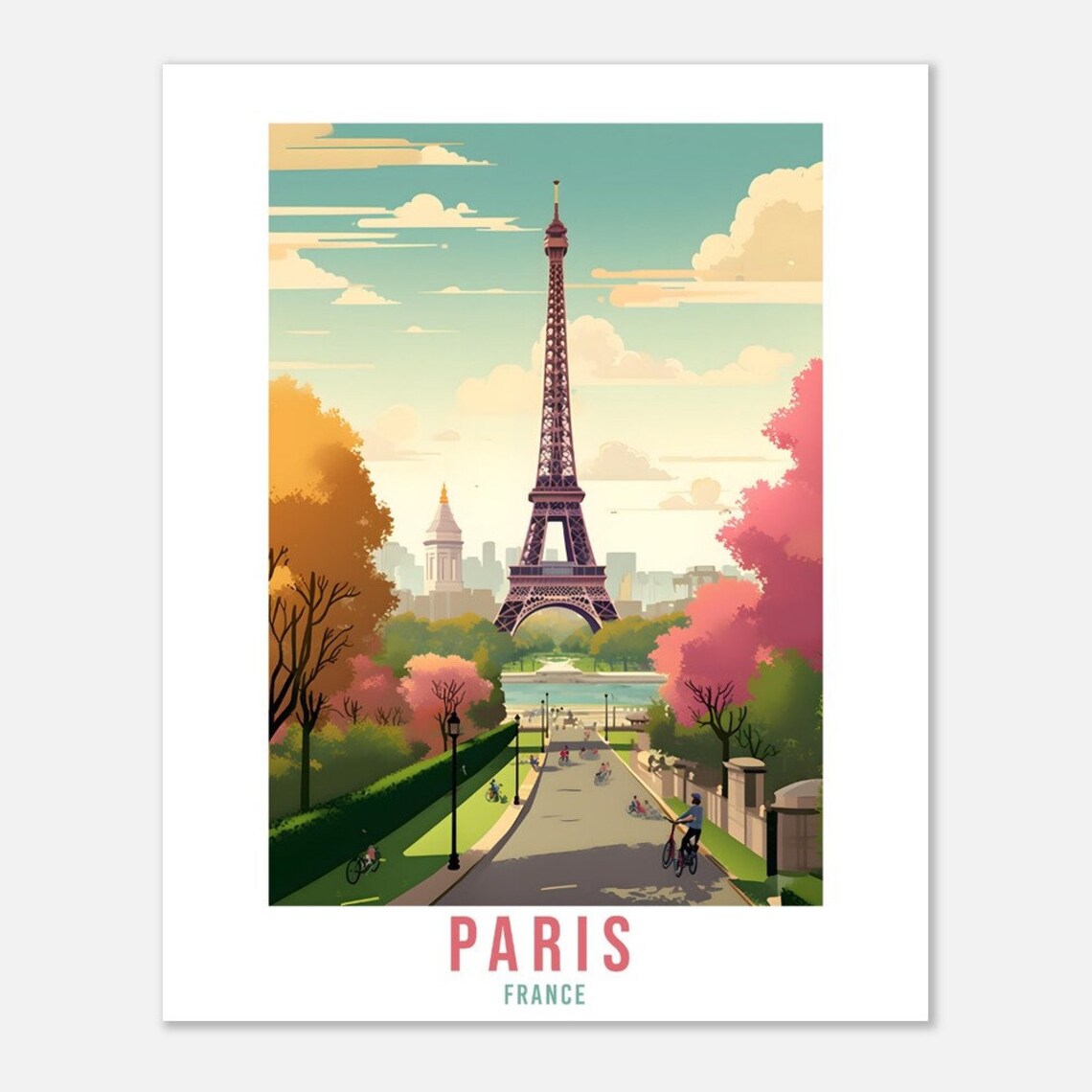 Paris Travel Poster Vintage Paris Travel Print Gift Wall Art Paris Wall Hanging France Gift European Holiday Print Paris Home Decor - Image 2