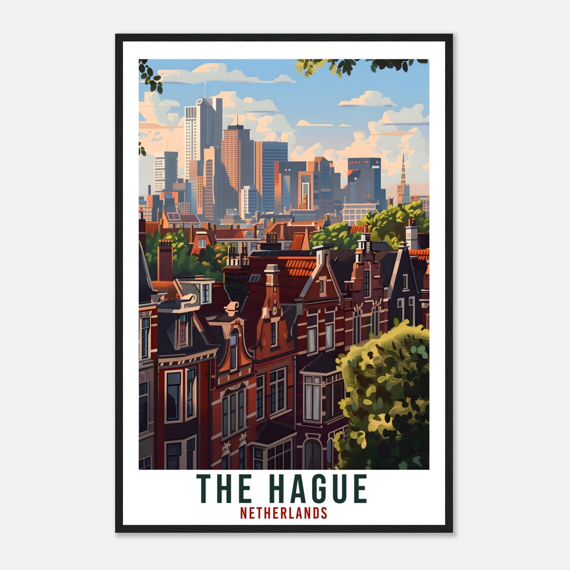 The Hague Canal Houses Modern Skyline Netherlands Travel Poster - Image 4