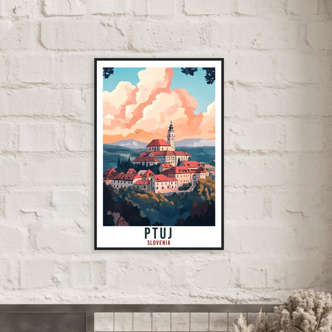 Ptuj Slovenia Castle Hill Town Poster Under Golden Sunset Clouds - Image 2