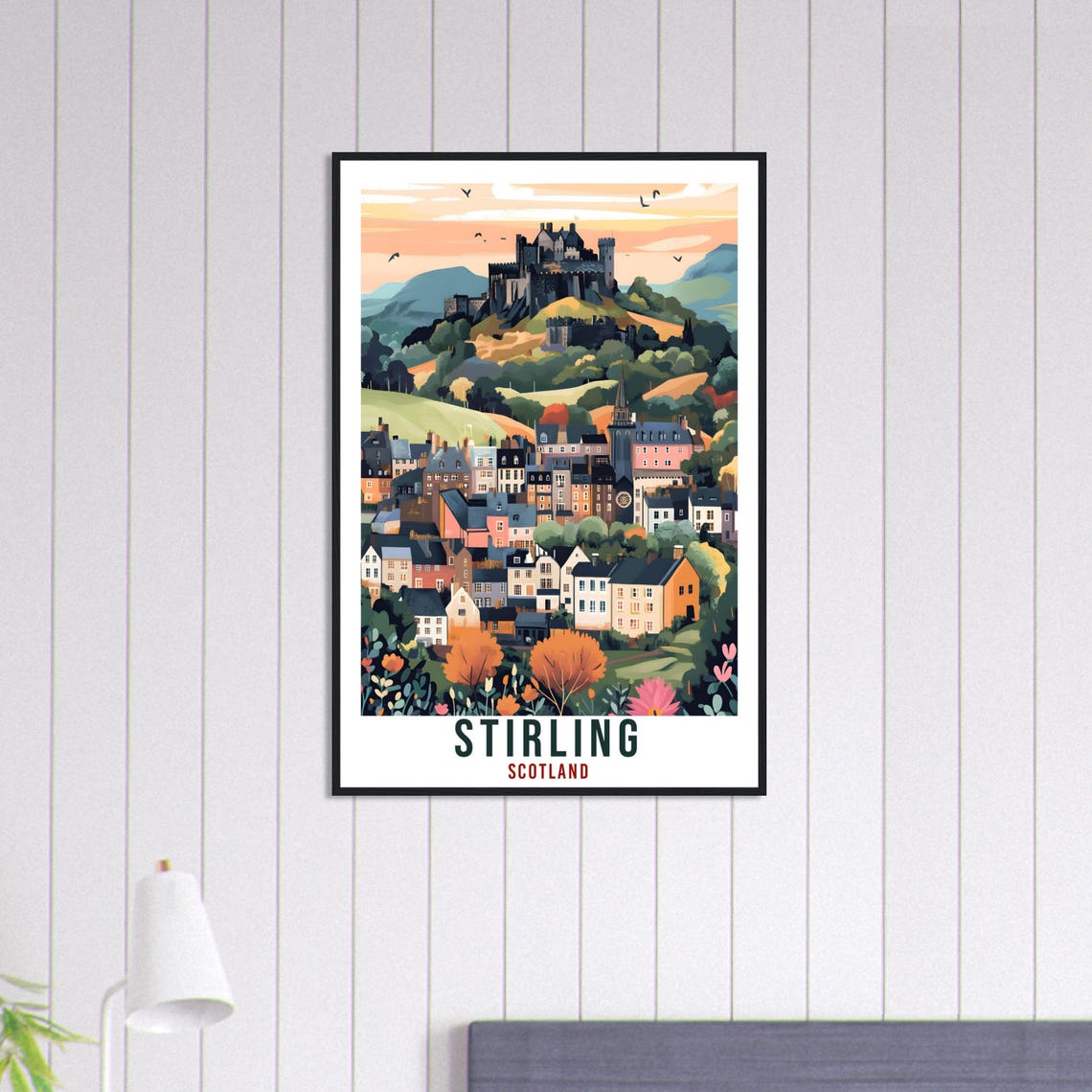 Stirling Scotland Vintage Castle Old Town Travel Sunny Poster - Image 3