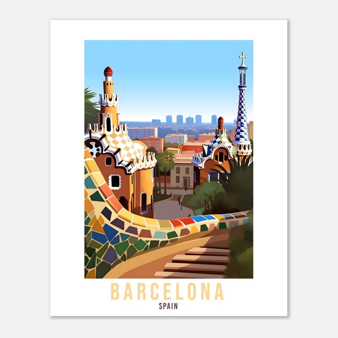 Barcelona Travel Print Spain Wall Art Barcelona Wall Hanging Spain Travel Gift Barcelona Travel Poster Holiday Print Vacation Art Print - Image 3