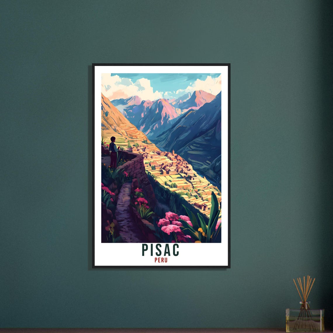 Pisac Peru Inca Terraces Valley Overlook Vintage Travel Poster Andes Art - Image 3