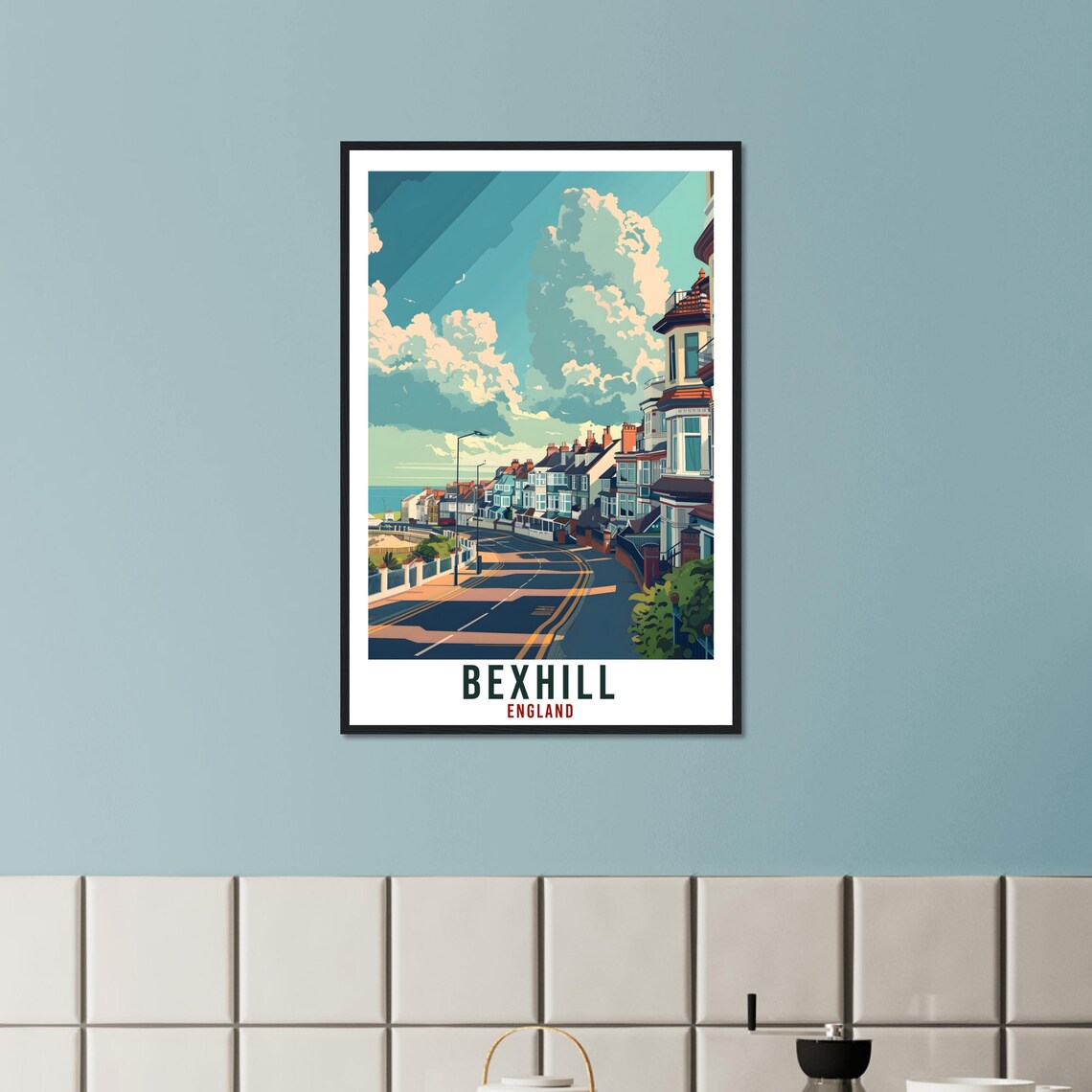 Bexhill England Seafront Edwardian Houses Coastal Travel Poster - Image 3