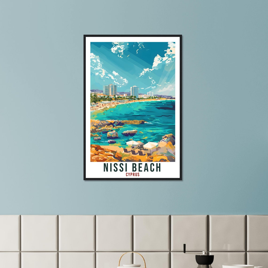 Nissi Beach Cyprus Turquoise Shore Rocky Coast Summer Poster - Image 2