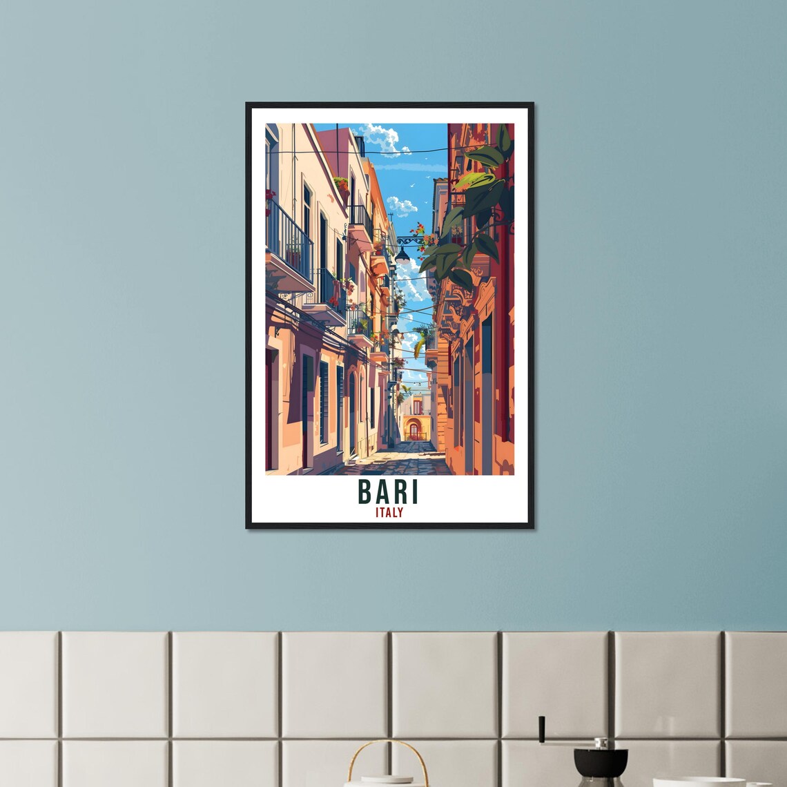 Bari Italy Old Town Balcony Street Mediterranean Vintage Travel Poster - Image 3