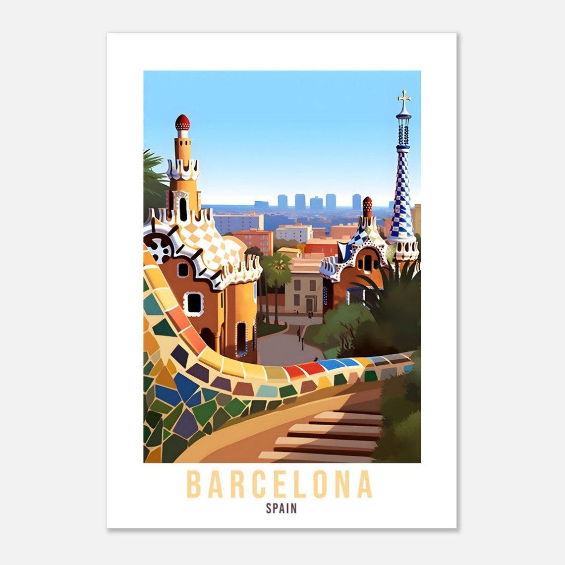 Barcelona Travel Print Spain Wall Art Barcelona Wall Hanging Spain Travel Gift Barcelona Travel Poster Holiday Print Vacation Art Print - Image 2