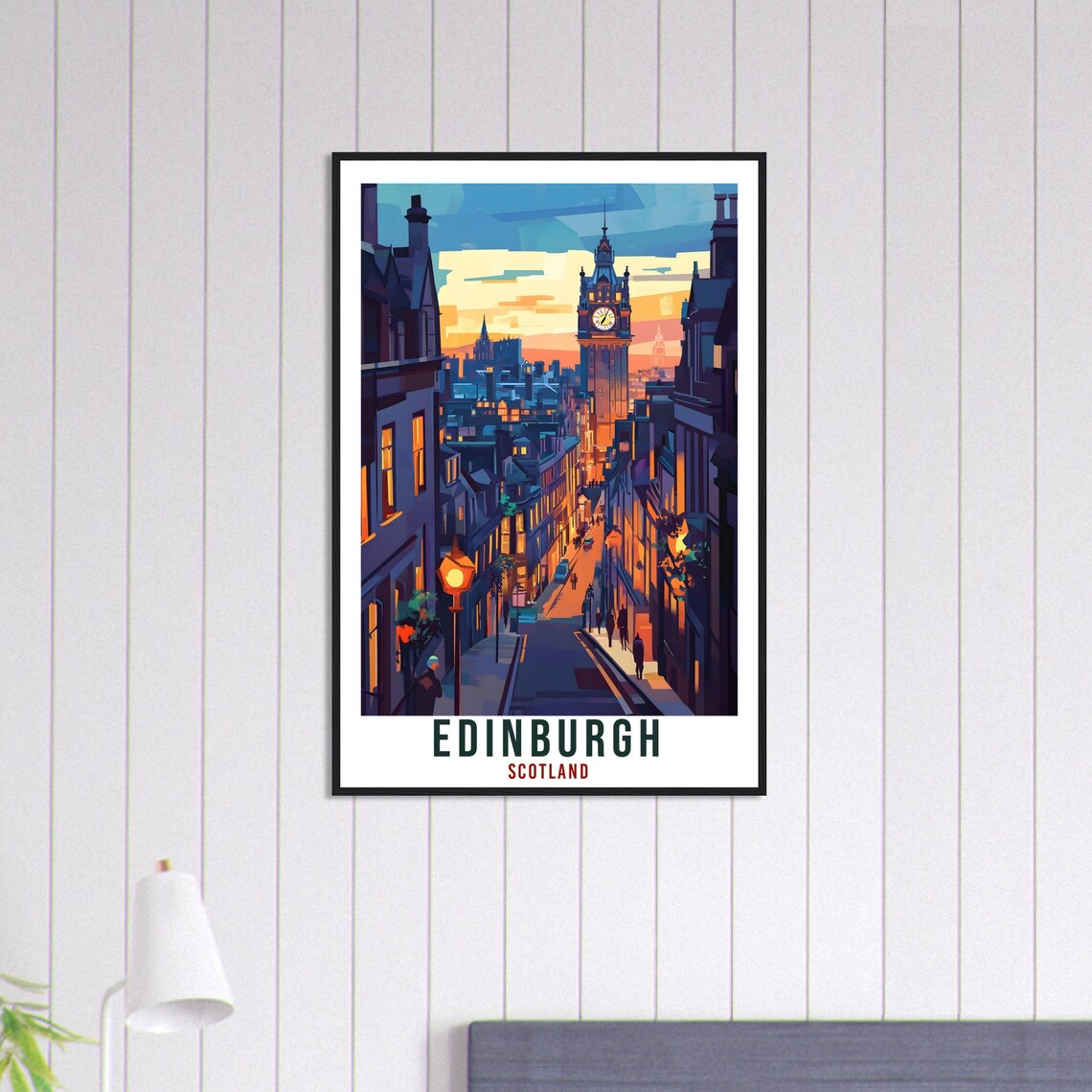 Edinburgh Scotland Vintage Old Town Street Travel Sunny Poster - Image 3