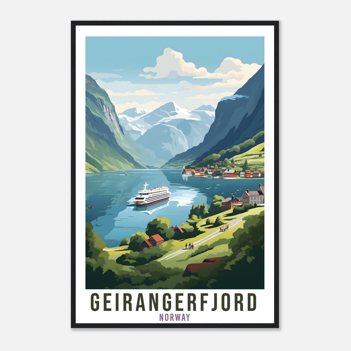 Geirangerfjord Norway Travel Poster, Fjords View - Image 4