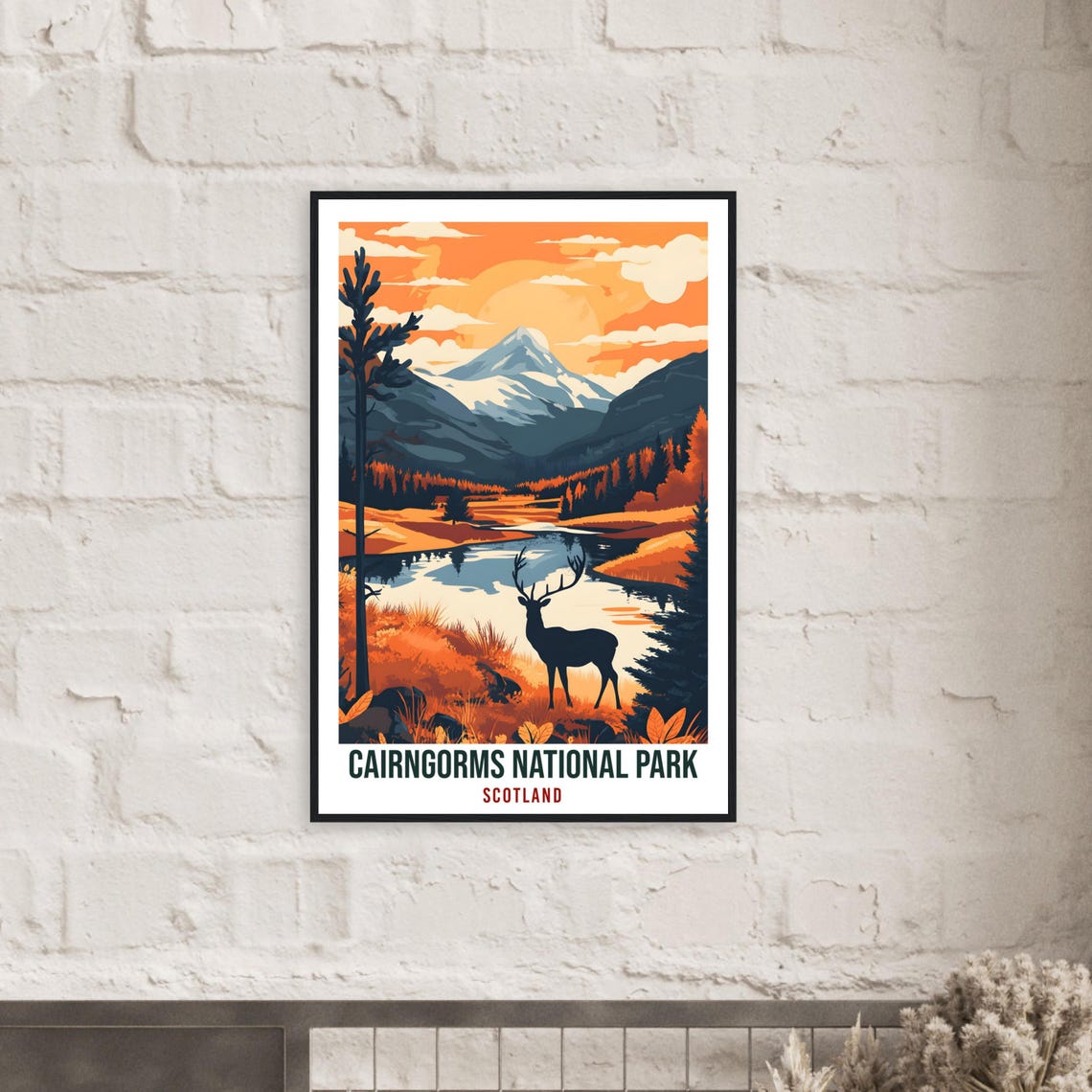 Cairngorms National Park Scotland Stag Sunset Mountain Poster - Image 2