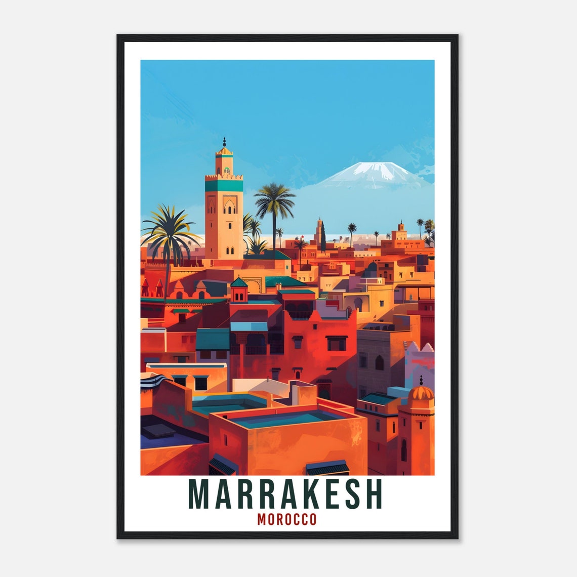 Marrakesh Morocco Vintage Travel Poster with Medina and Atlas Views - Image 4