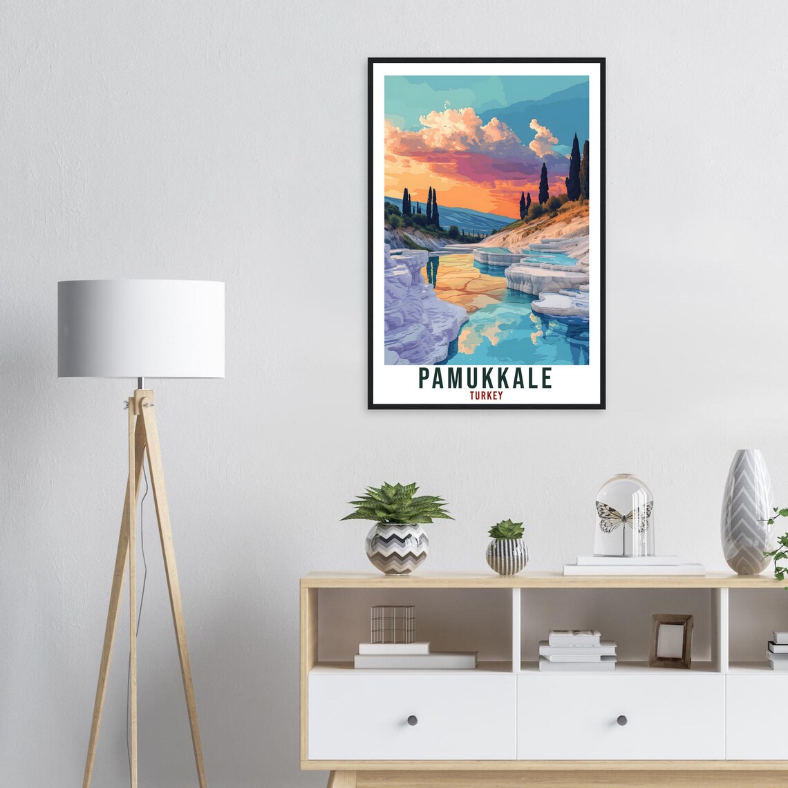 Pamukkale Turkey White Travertine Terraces Sunset Pools Travel Poster - Image 2