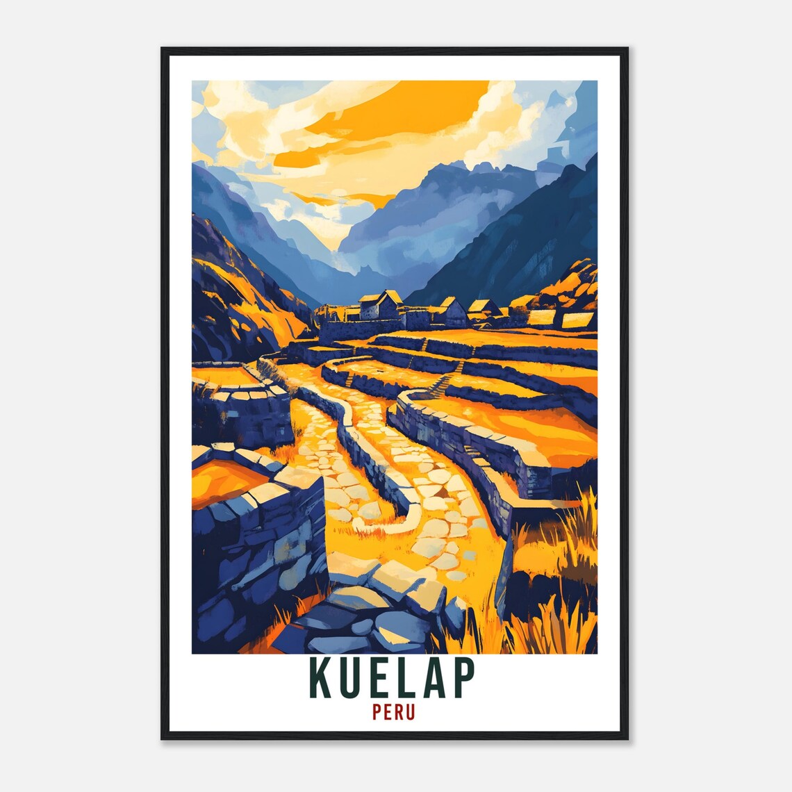 Kuelap Peru Ancient Fortress Vintage Travel Illustration Poster - Image 4