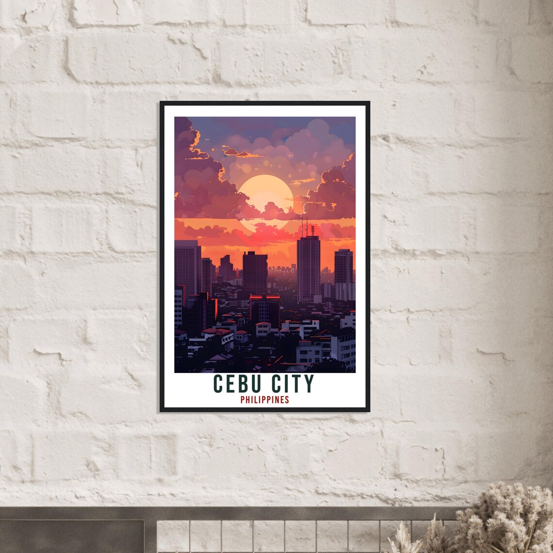 Cebu City Philippines Sunset Skyscrapers Skyline Travel Poster - Image 3