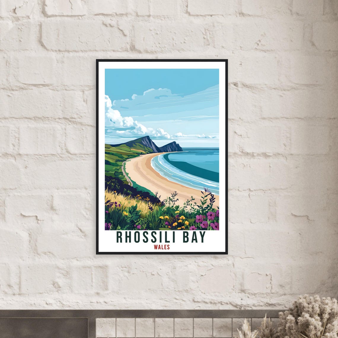 Rhossili Bay Travel Print Wales Home Decor Rhossili Bay Wall Art Wall Hanging Art Lover Wales Artwork Travel Poster Rhossili Bay Travel Art - Image 2