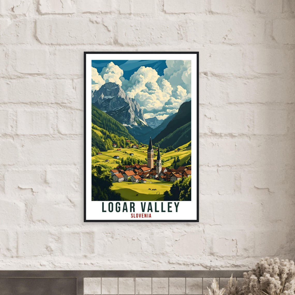 Logar Valley Slovenia Alpine Village Poster Under Dramatic Peaks - Image 2