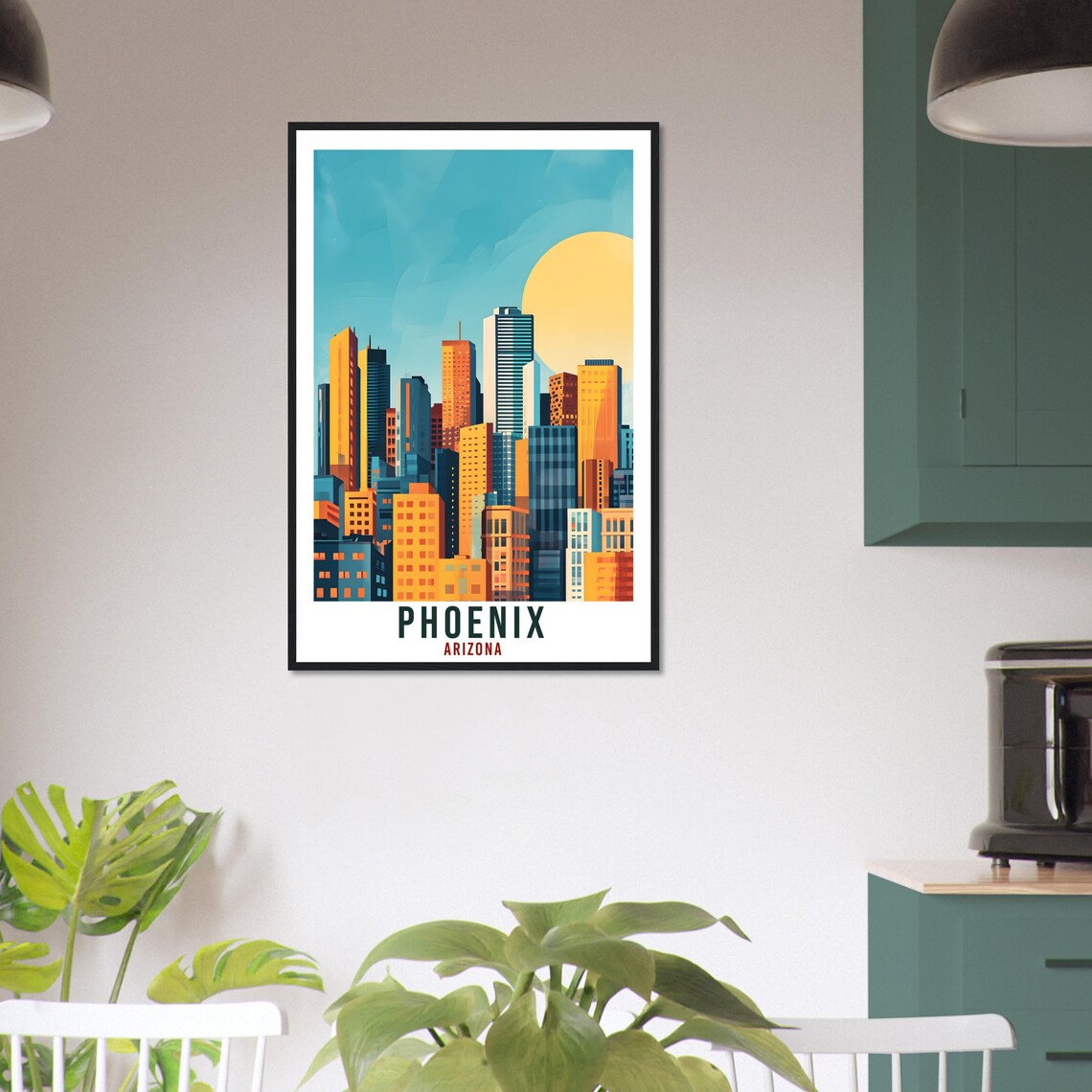 Phoenix Arizona Desert City Skyline Big Sun Modern Travel Poster - Image 4