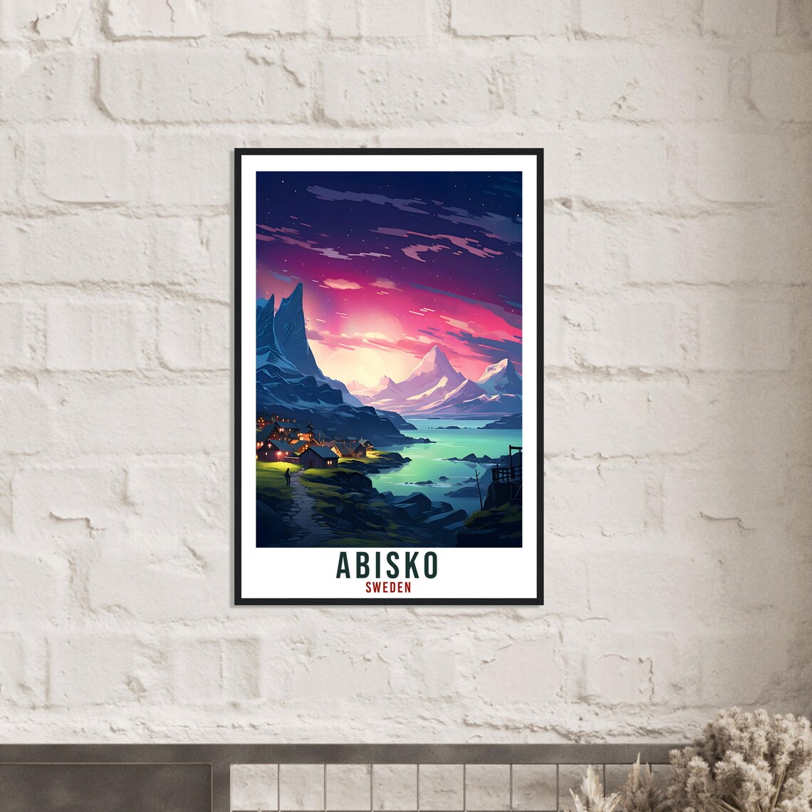 Abisko Sweden Northern Lights Coastal Village Night Sky Poster - Image 2